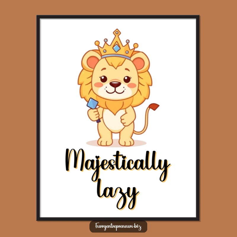 Funny Lion King Poster - Majestic Regal Beast Wall Art Gift