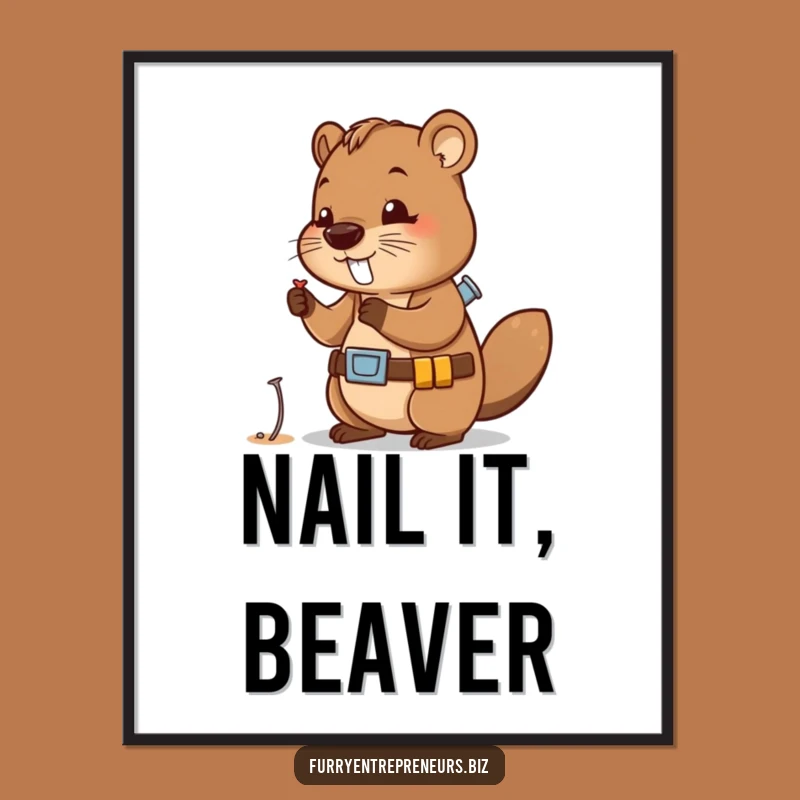 Funny Beaver Builder Poster: Wall Art for the Dedicated DIYer