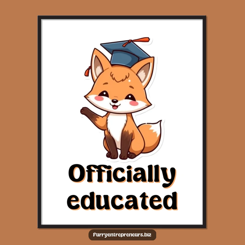 Funny Fox Graduation Poster: Cheerful Academic Art for Your Wall