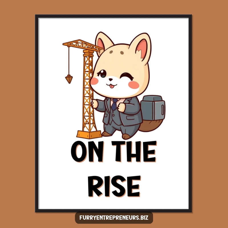 Funny Animal Business Poster: Tiny Suit Crane Art, Quirky and Hilarious Decor Gift