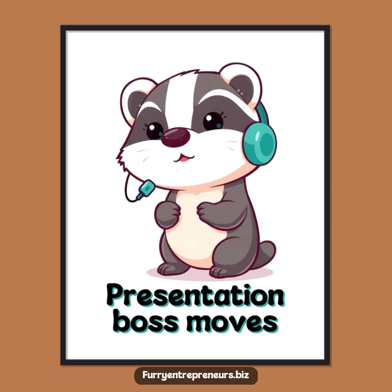 Funny Badger Presentation Poster: Add Focused Critter Art to Your Workspace