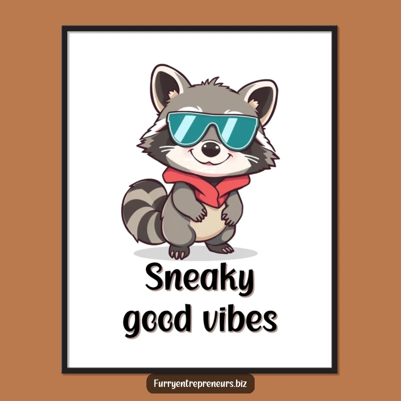 Funny Spy Raccoon Sneaking Poster - Hilarious Secret Agent Wall Art