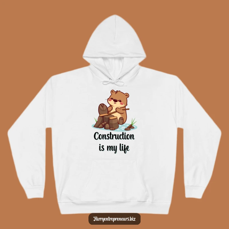 Cozy Funny Hoodie: Beaver's Tiny Dam Project - Warm & Whimsical Gift!