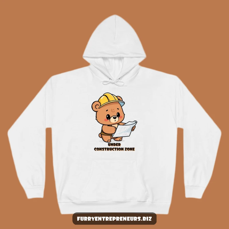 Funny Bear Hard Hat Hoodie: Cozy Construction Humor Wear for a Laugh