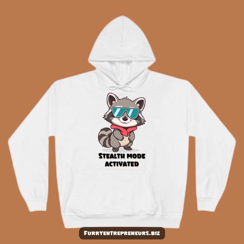 Funny Spy Raccoon Sneaking Hoodie - Cozy Secret Agent Comfort