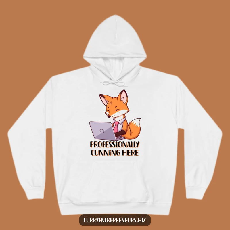 Cozy Funny Fox Tie Laptop Hoodie - Warm & Professional Fox Spirit