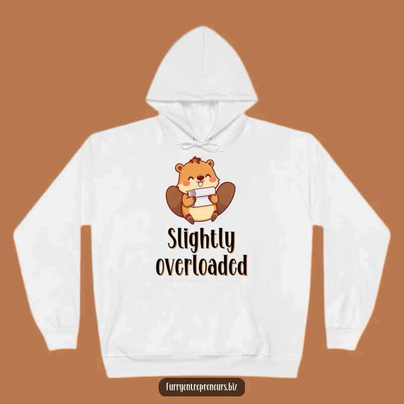 Funny Beaver Paper Stack Hoodie - Cozy Office Humor for Workers