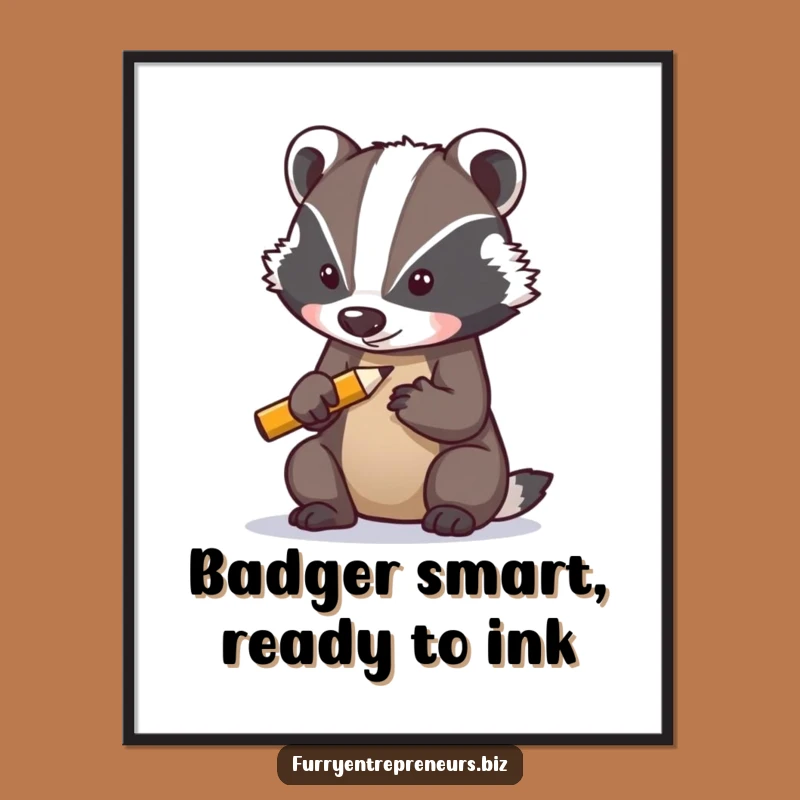 Funny Free Printable Wall Art: Determined Badger Study Decor, Downloadable Art