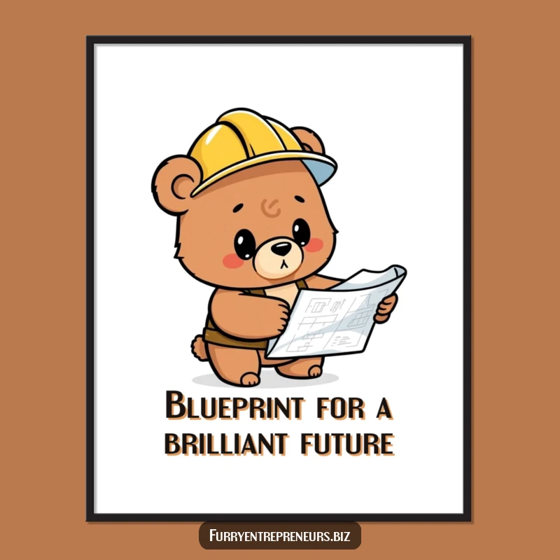 Free Printable Bear Blueprint Wall Art: Funny Construction Humor Downloadable Decor