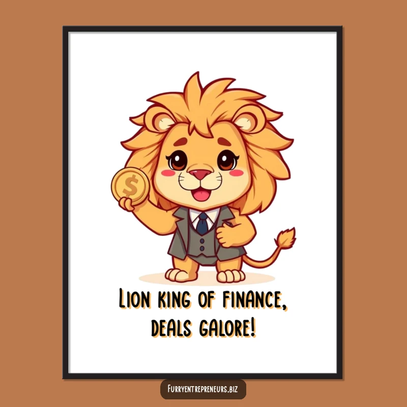 Free Printable Wall Art: Brave Lion in Suit, Funny Downloadable Decor for Your Space