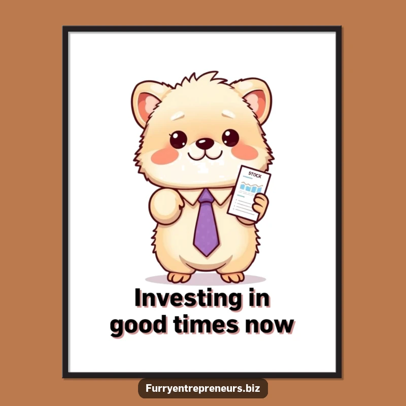Free Printable Wall Art: Fluffy Stock Broker Animal, Funny Downloadable Art for Office Decor