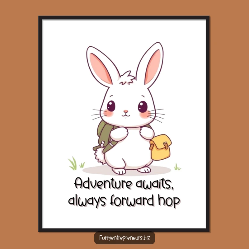 Free Printable Wall Art: Funny Rabbit Explorer Backpack Downloadable Decor