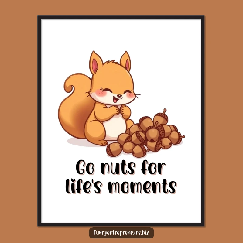 Free Printable Wall Art: Glee-ful Squirrel Counting Acorns Funny Downloadable Decor
