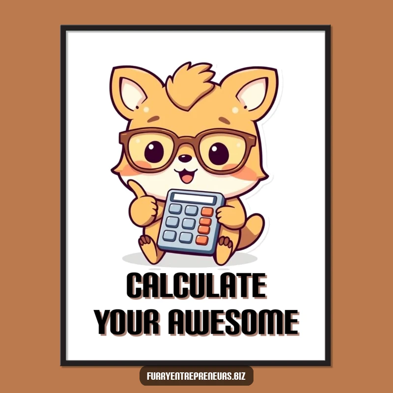 Funny Free Printable Wall Art: Calculator Animal Brainy Humor - Downloadable Art Gift