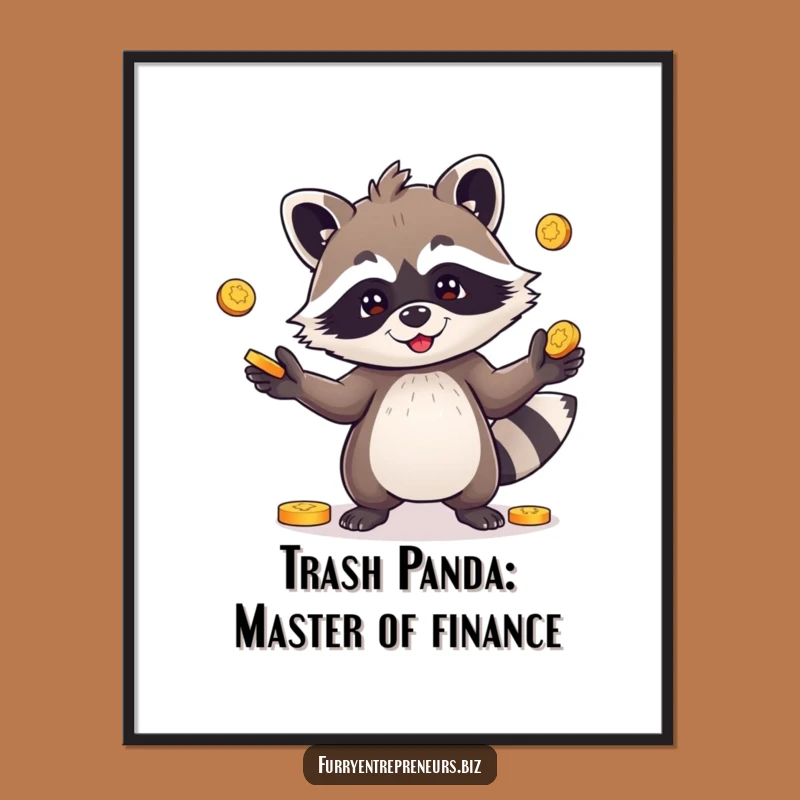 Funny Free Printable Wall Art: Playful Raccoon Coin Decor, Downloadable Art