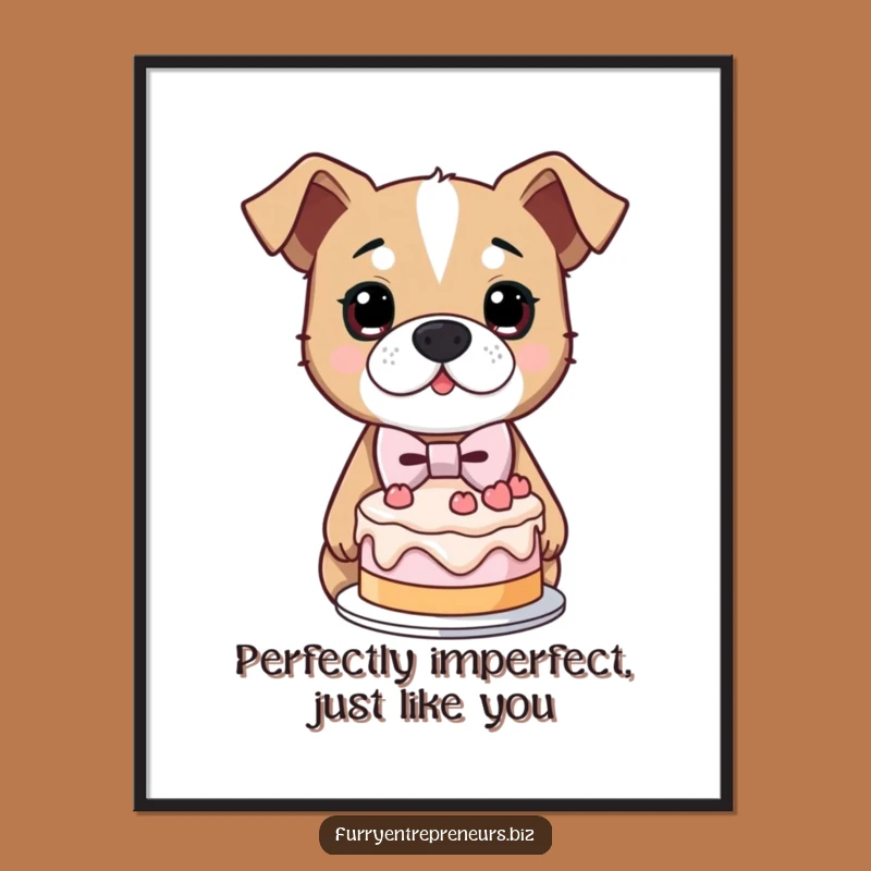 Free Printable Wall Art: Funny Lopsided Cake Dog, Hilarious Downloadable Dog Decor