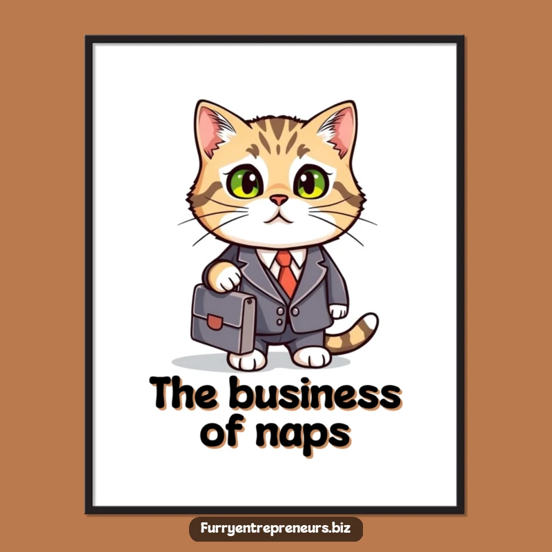 Free Printable Wall Art: Business Cat On The Go - Funny Downloadable Decor for Ambitious Spaces