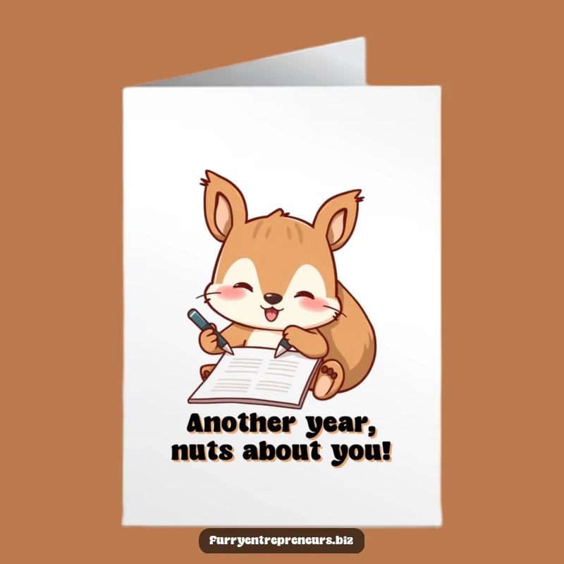 Free Printable Birthday Card: Squirrel Signing Funny Downloadable Gift Greeting