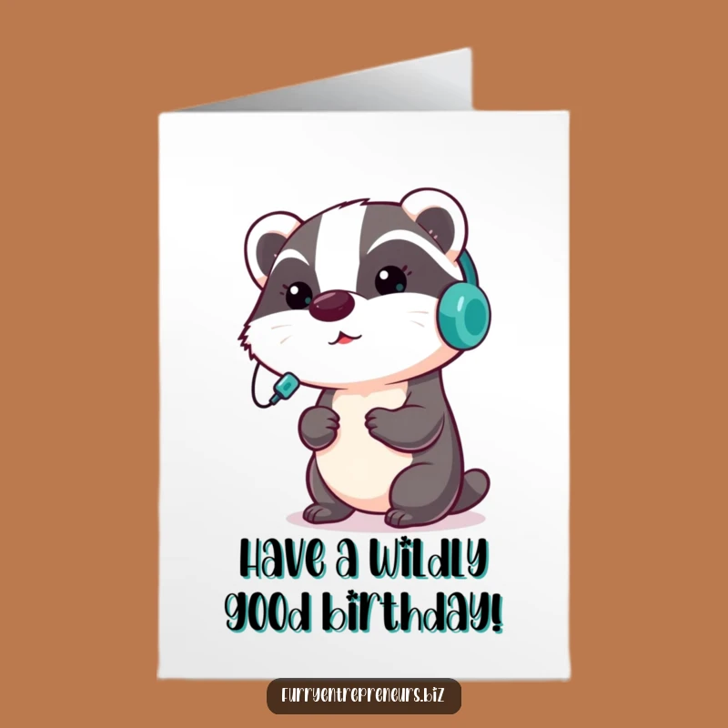 Free Printable Birthday Card: Badger Presenter Funny Downloadable Gift for Bosses