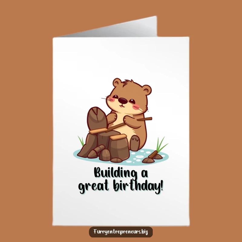 Free Printable Birthday Card: Busy Beaver Dam Builder, Funny Downloadable Gift