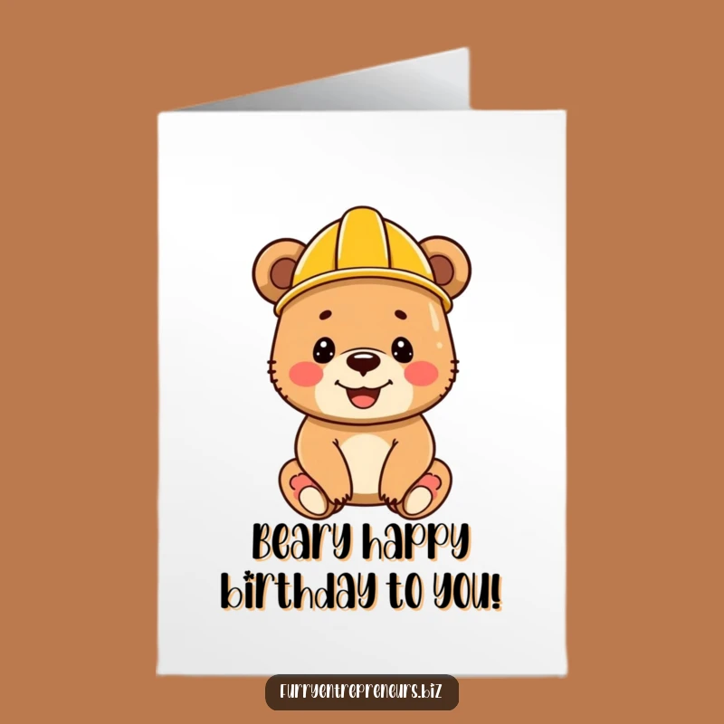 Free Printable Birthday Card: Happy Bear Cub Builder for Your Big Day!