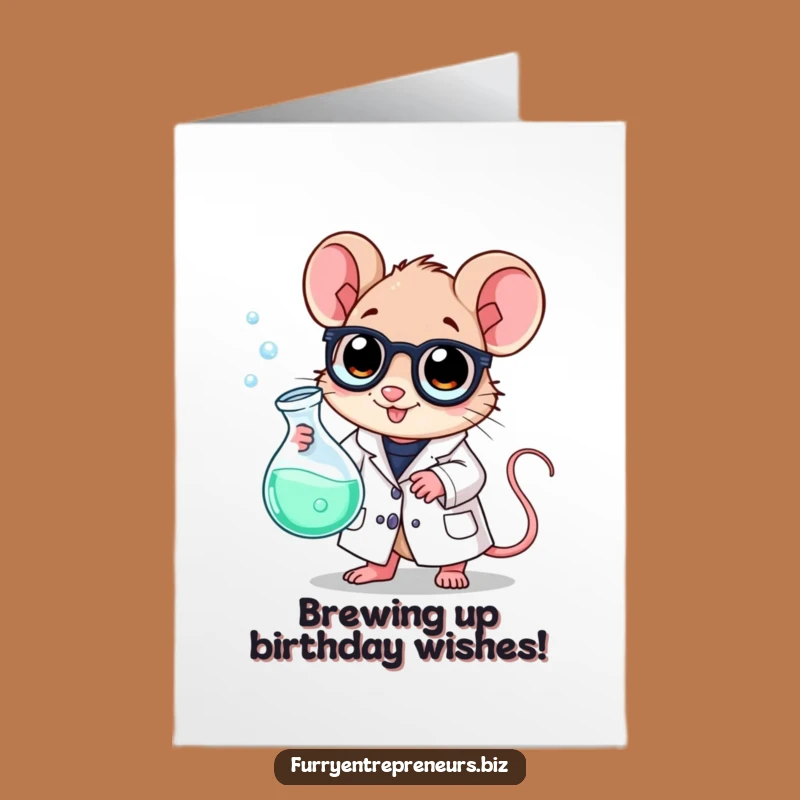 Free Printable Birthday Card: Mad Scientist Mouse Brews Fun, Funny Downloadable Gift