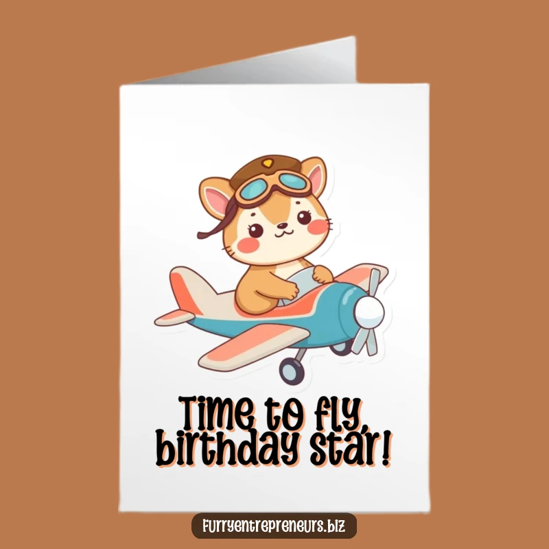 Free Printable Birthday Card: Pilot Animal Soaring Into Happy Birthday Wishes