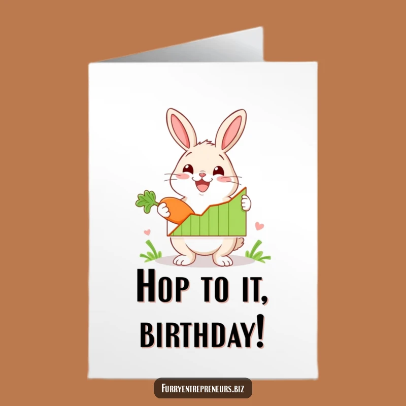 Free Printable Birthday Card: Rabbit Presents Growth! Funny Design Downloadable Gift