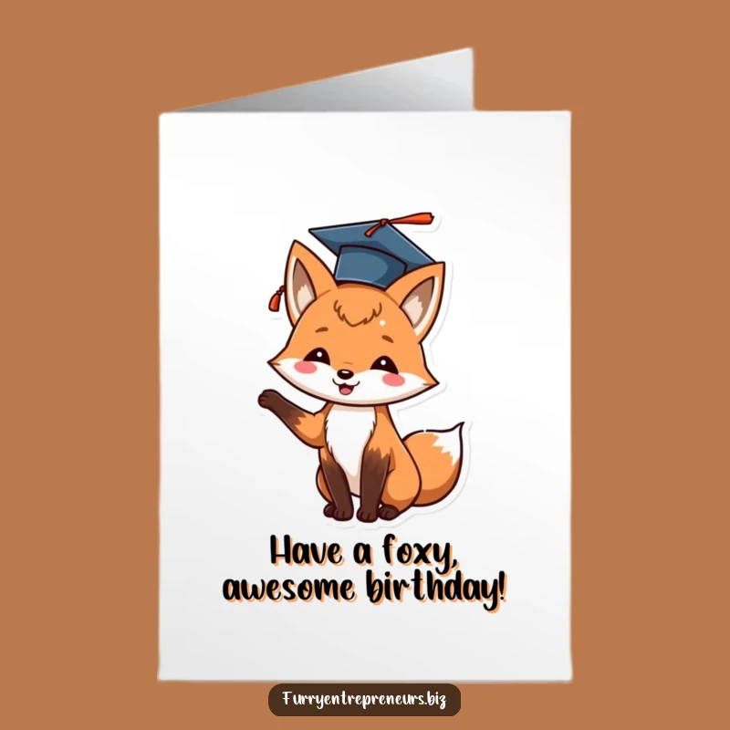 Free Printable Fox Birthday Card: Funny Graduation Cap Toss Printable Greeting Card Downloadable Gift
