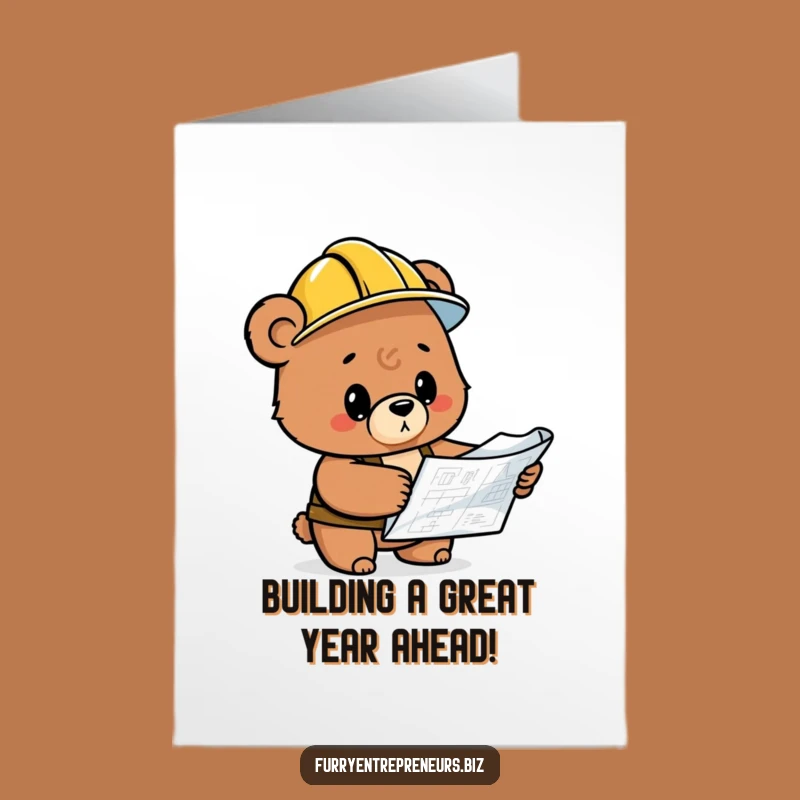 Free Printable Funny Bear Birthday Card: Construction Blueprint Humor Downloadable Gift