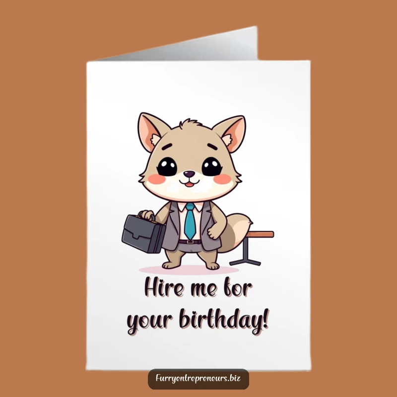 Free Printable Funny Birthday Card: Confident Animal Leads Business Meeting - Downloadable Gift