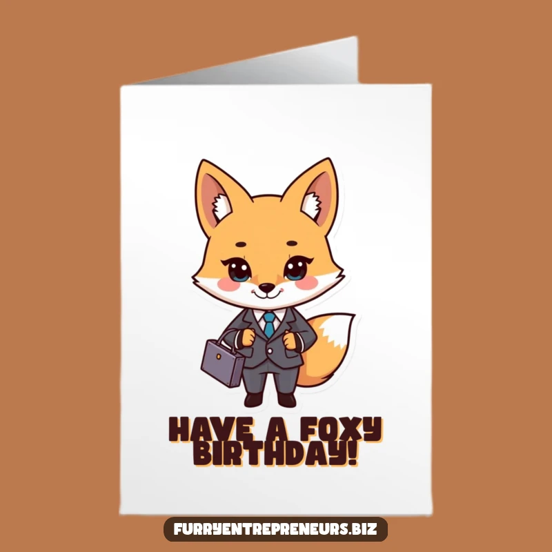 Free Printable Birthday Card: Dapper Fox in Suit Funny Design Downloadable Gift