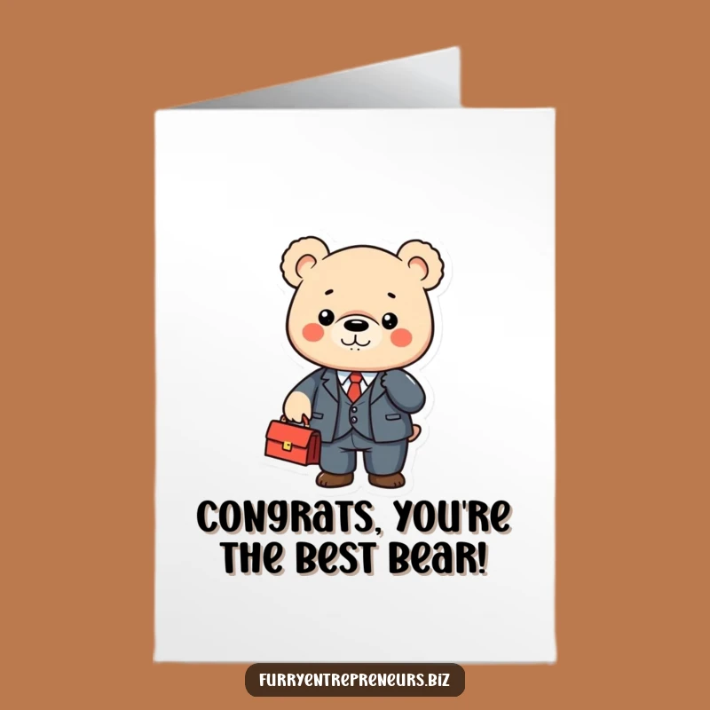 Free Printable Congrats Card: Suit Bear Business Success