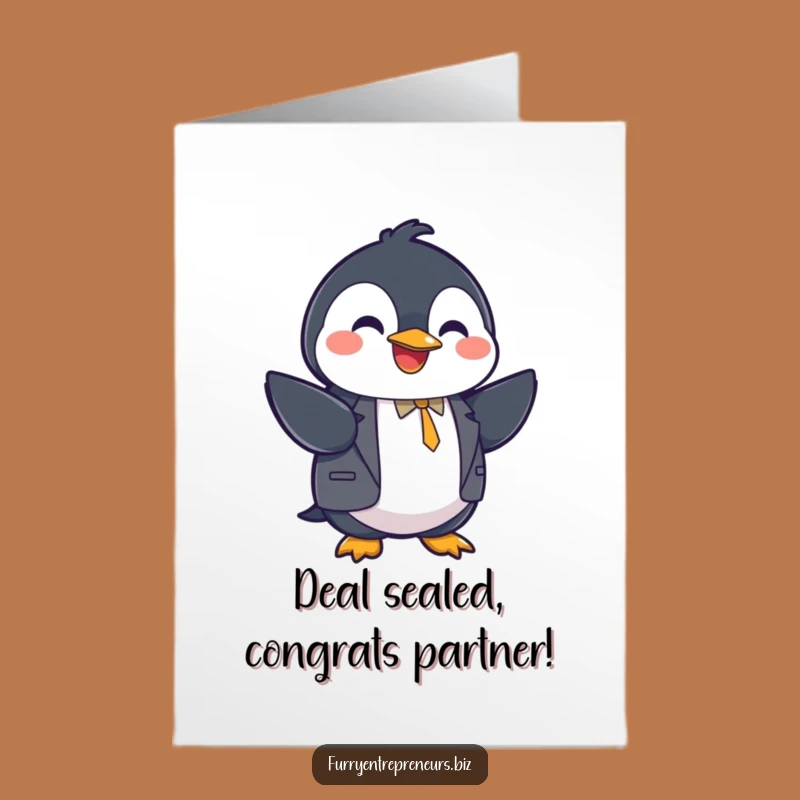 Hilarious Free Printable Congrats Card: Penguin Handshake Deal, Downloadable Gift