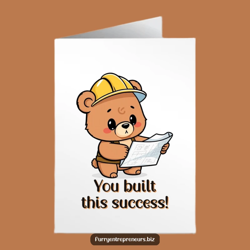 Free Printable Bear Congratulations Card: Blueprint Success Humor Downloadable Gift