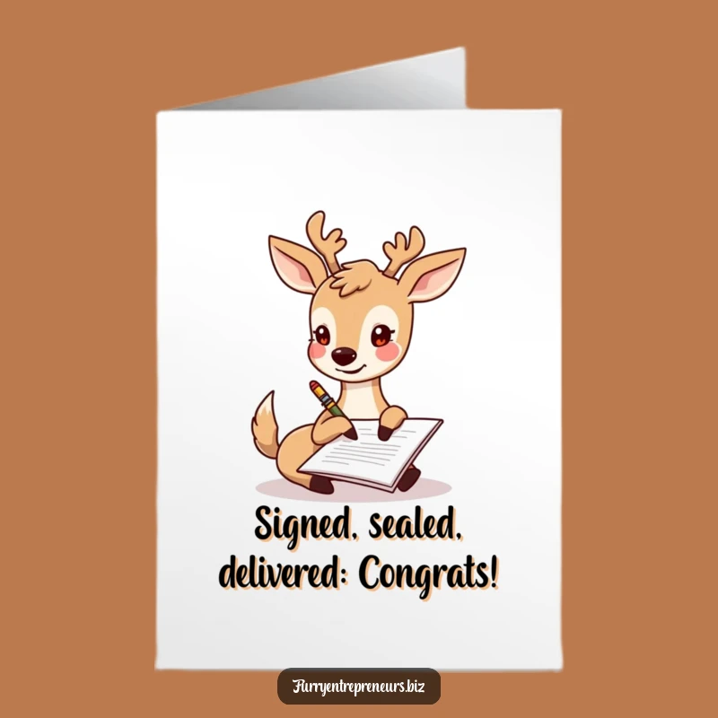 Free Printable Deer Congratulations Card: Hoof-Stamped Success Humor Downloadable