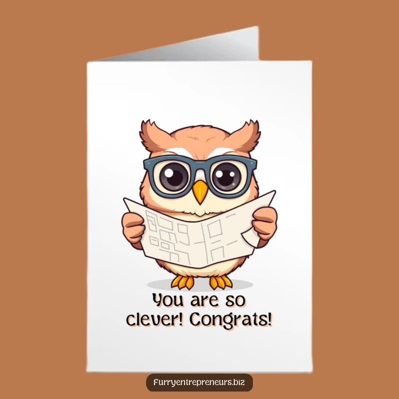 Free Printable Congrats Card: Owl Genius Planning Your Success, Print at Home!