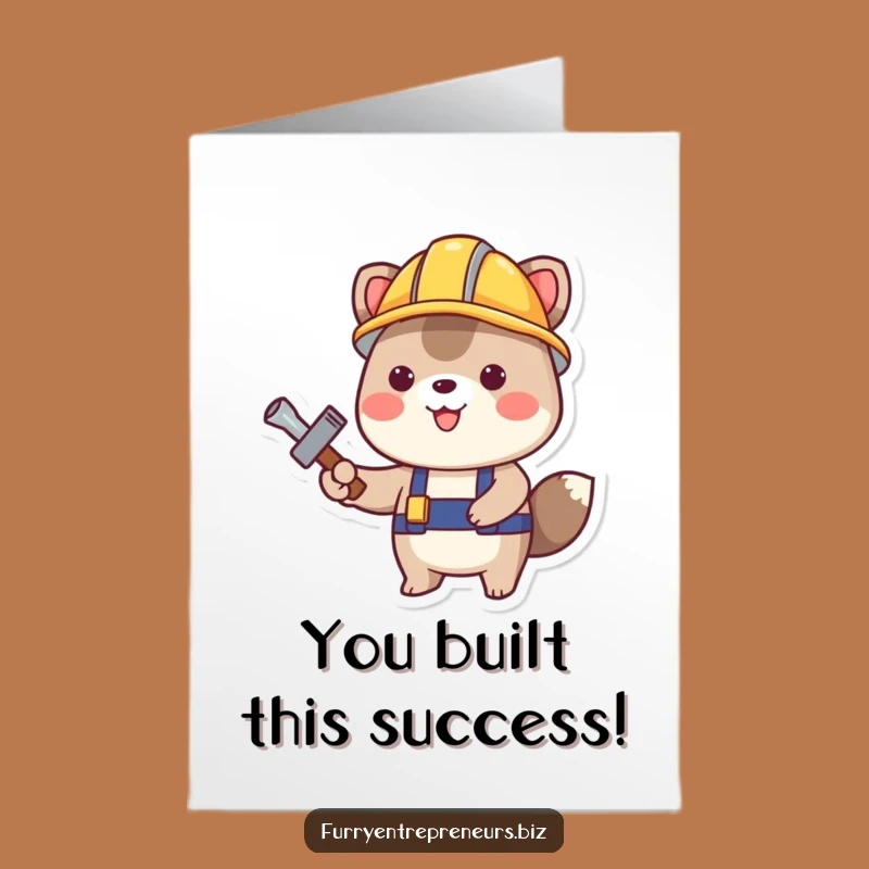 Free Printable Congrats Card: Construction Animal - Building Success Downloadable Gift!