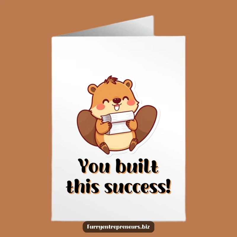 Free Printable Congrats Card: Beaver Delivers Success Papers!