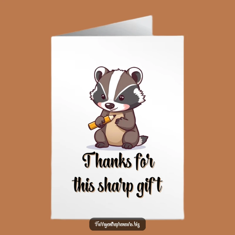 Free Printable Thank You Card: Badger's Diligent Pencil, Funny Downloadable Gratitude
