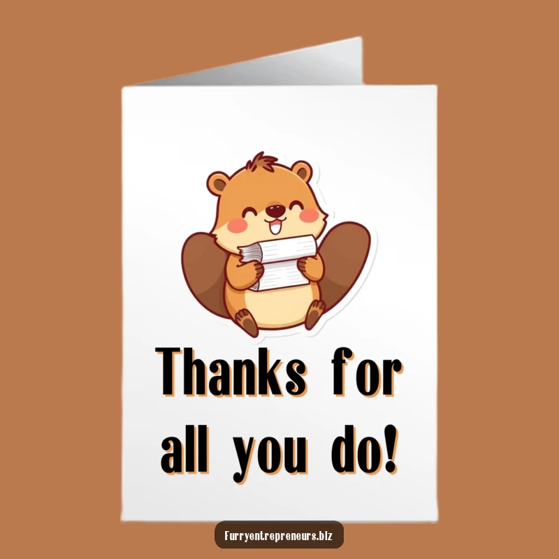 Free Printable Thank You Card: Beaver Thanks You For Your Help!