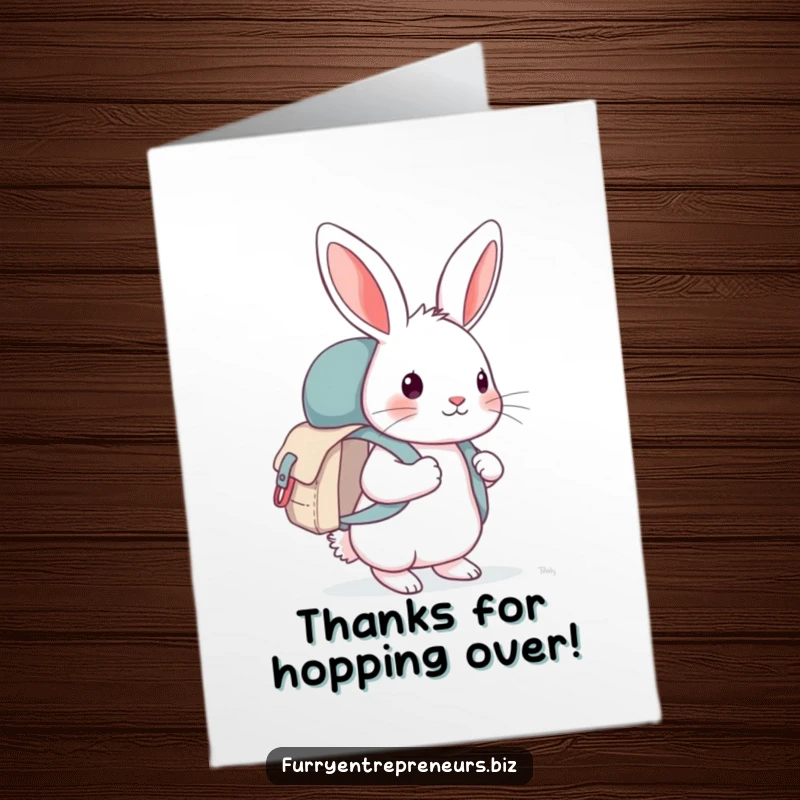 Funny Free Printable Thank You Card featuring a curious rabbit explorer, a delightful way to express gratitude with humor.