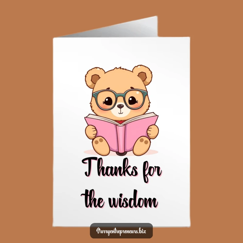 Free Printable Thank You Card: Intellectual Bear; Heartfelt Downloadable Gift