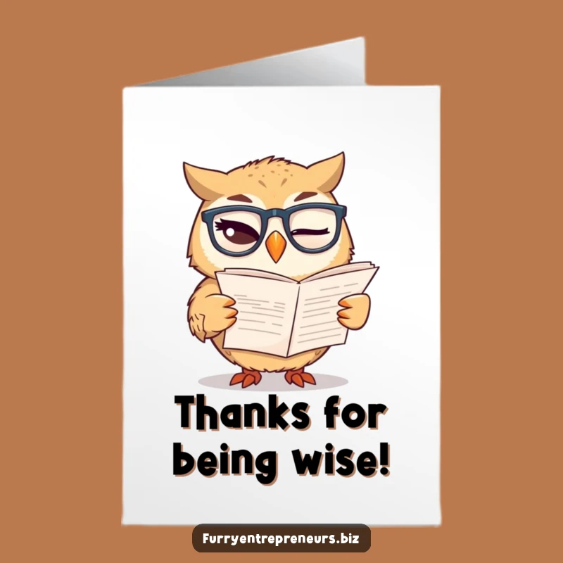 Free Printable Thank You Card: Owl Accountant - Funny Finance Appreciation DIY Gift