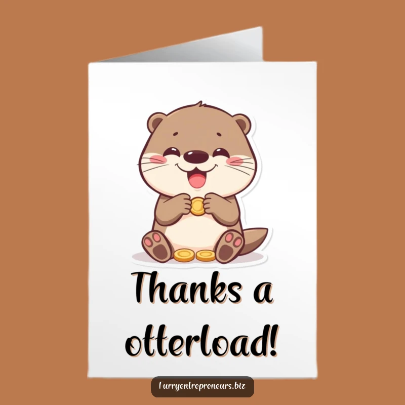 Free Printable Thank You Card: Otter Counting Coins, Funny DIY Gift Downloadable