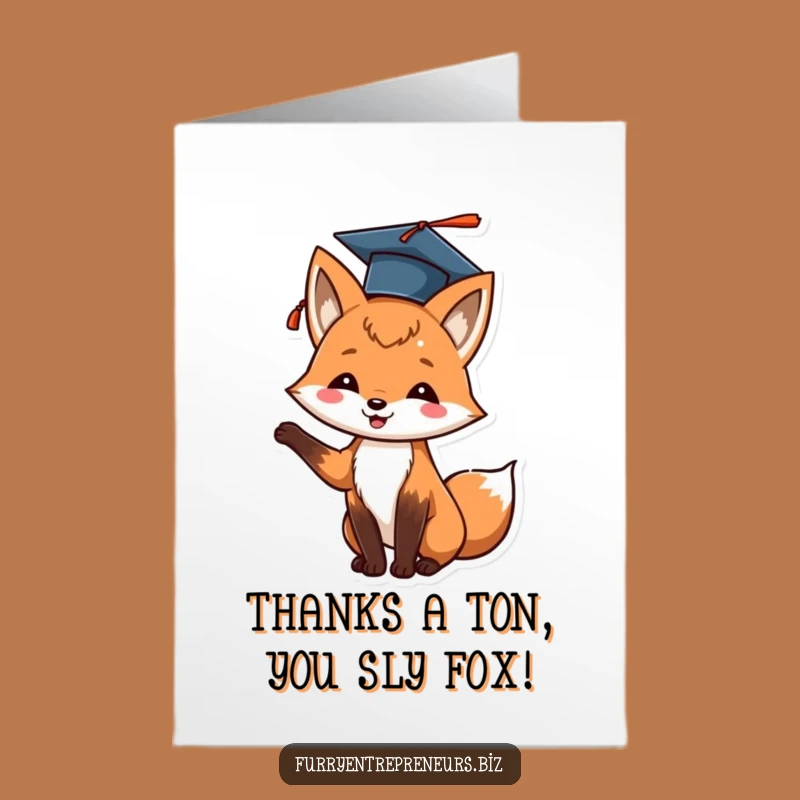 Free Printable Fox Thank You Card: Funny Graduation Cap Toss Printable Greeting Card Downloadable Gift
