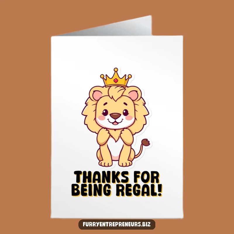 Free Printable Thank You Card: Lion's Royal Thanks, DIY Gift Downloadable