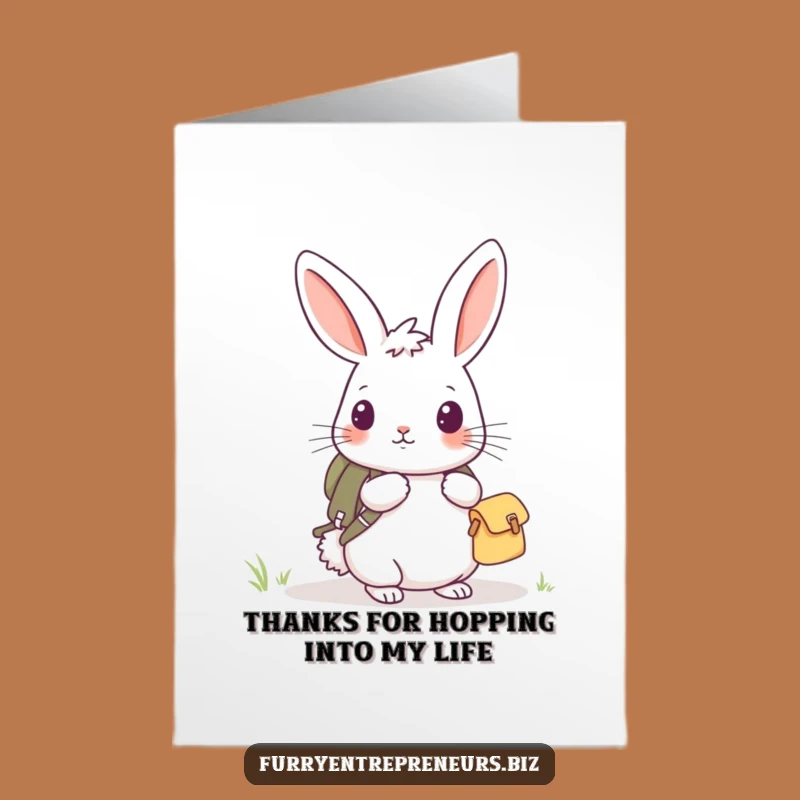 Free Printable Thank You Card: Rabbit Explorer Backpack Funny Downloadable Gift