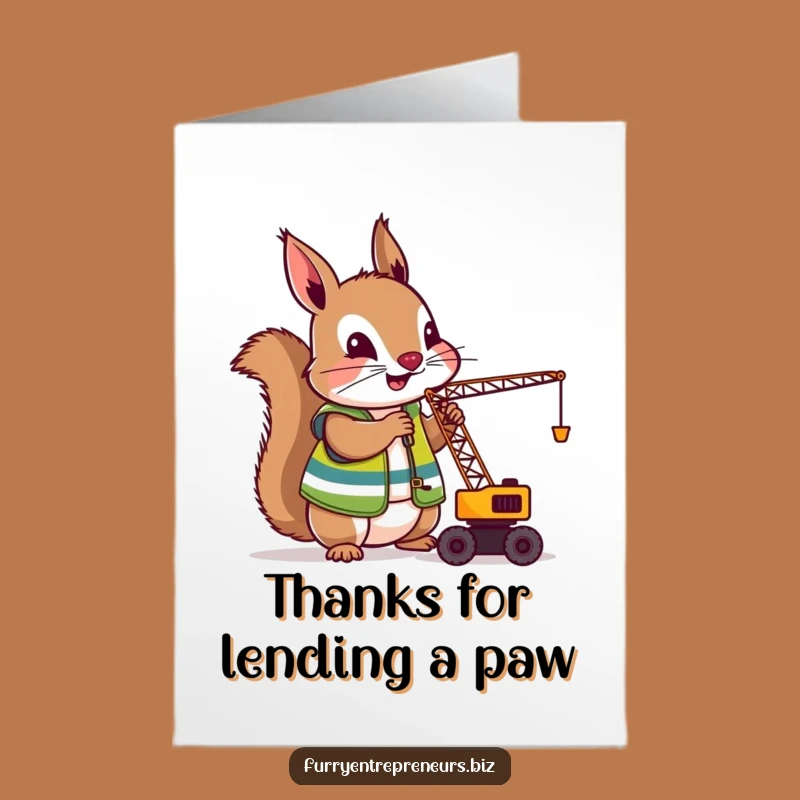 Free Printable Squirrel Builder Thank You Card: Funny Downloadable Gift!