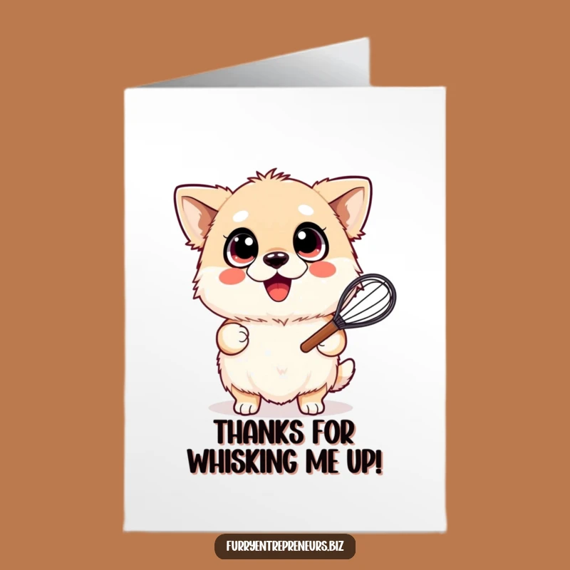 Free Printable Thank You Card: Happy Whisking Dog, Hilarious Downloadable Dog Lover Gift